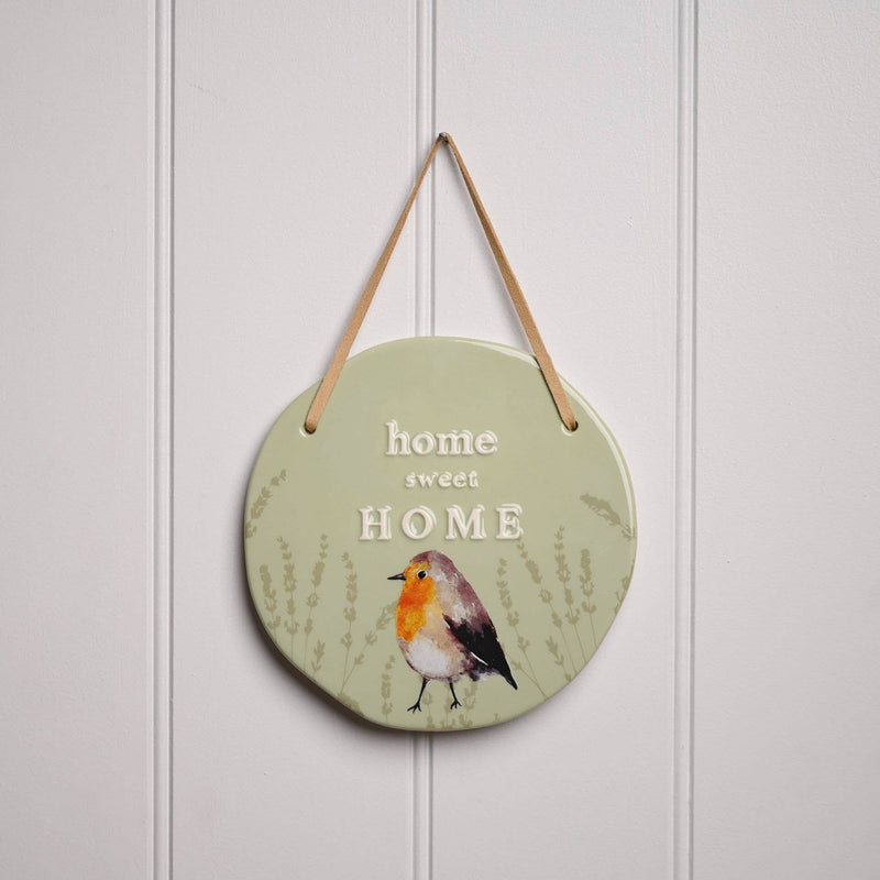 Plaque décorative murale “Home Sweet Home” oiseau – Céramique extérieure