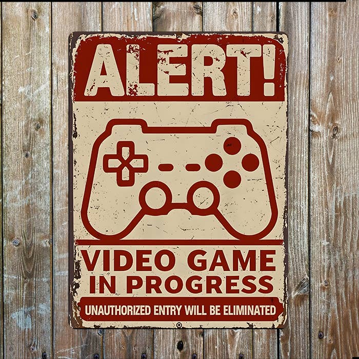 Plaque en métal - Alerte Jeu vidéo en cours