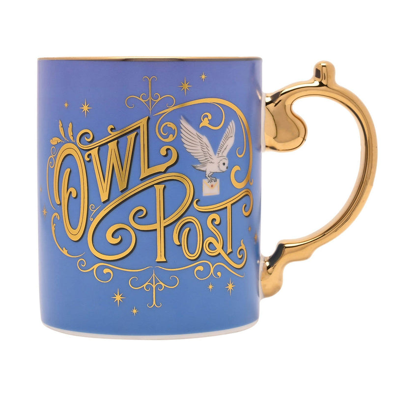 Mug en céramique Harry Potter Owl Post bleu profond à détails dorés, collection Warner Bros