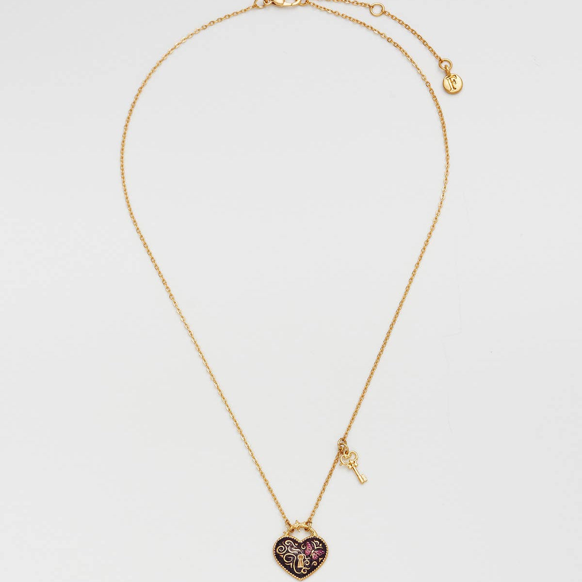 Collier Eve cœur Cadenas et clé - Fable England - plaqué or