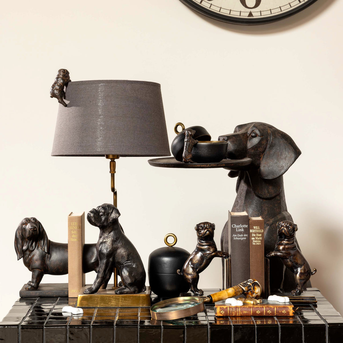 Serre-Livres Chiens Carlin Style Bronze – Lot de 2