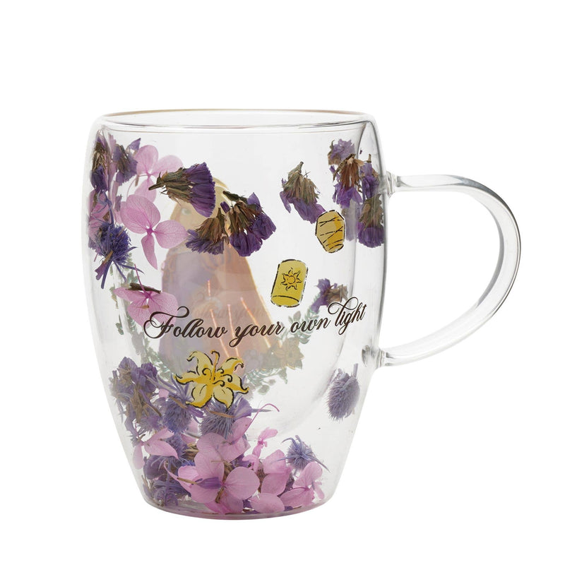 Mug en verre décoratif floral pastel Disney Princesse - Raiponce