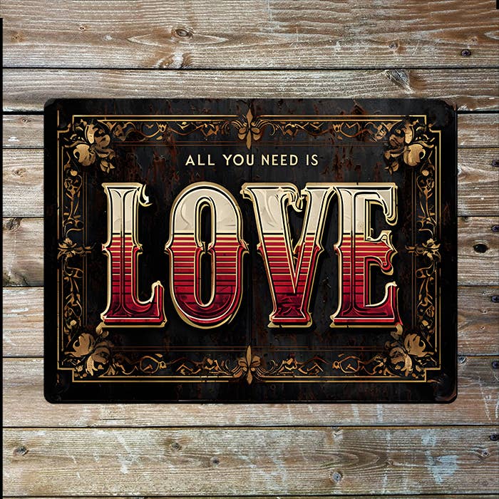 Plaque en métal All you need is LOVE