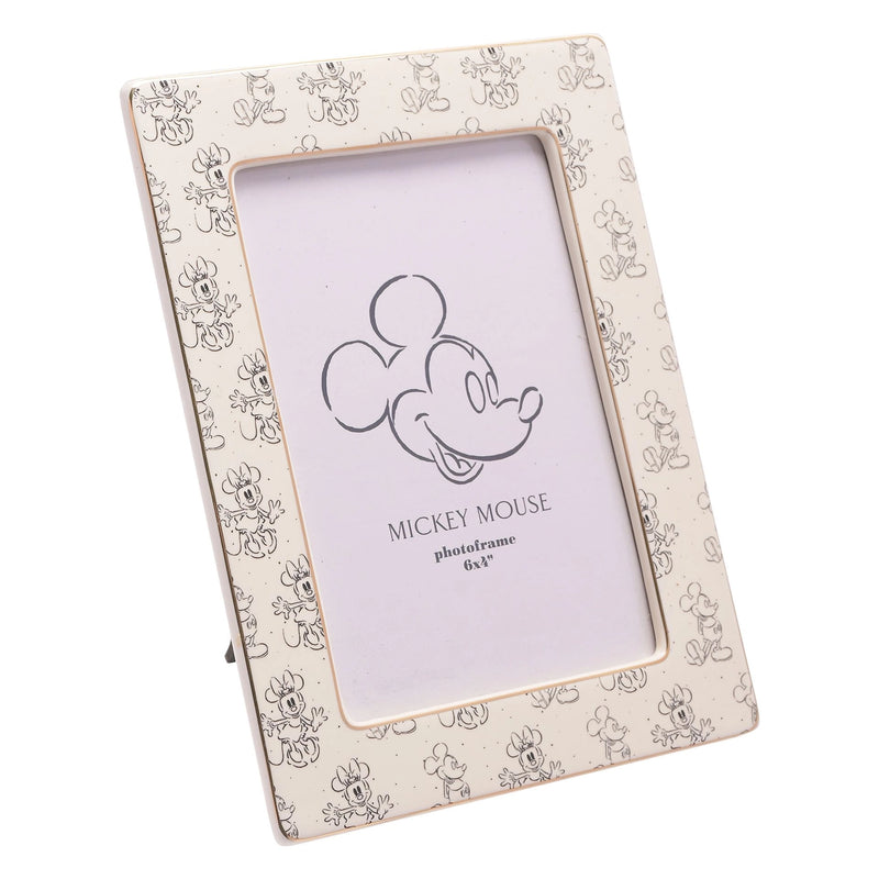 Cadre Photo Disney Mickey & Minnie – Céramique Blanche et Dorée