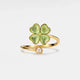 Bague Trèfle anti-stress ajustable – Argent 925 plaqué or