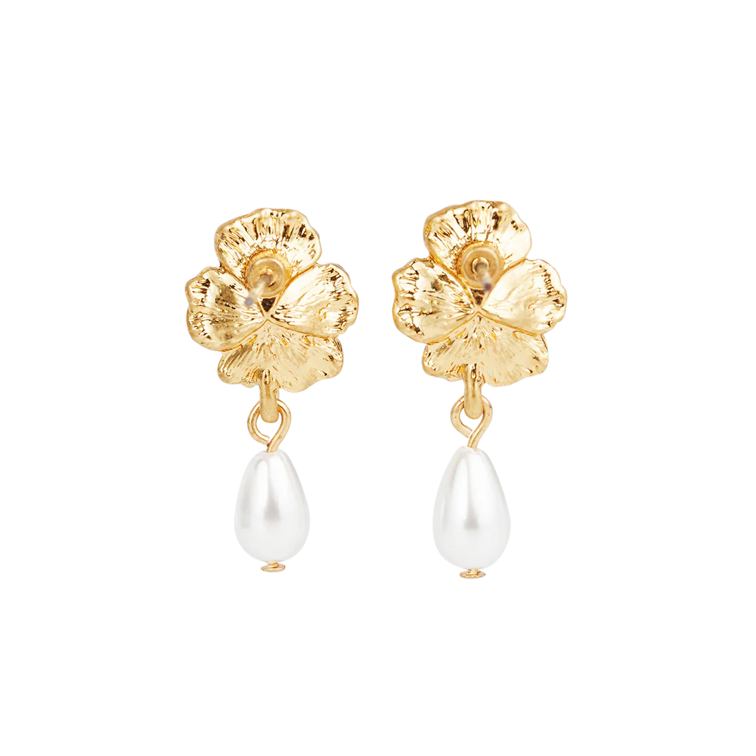 Boucles d’oreilles Pansy Pearl – Fleur pensée & perle - Fable England