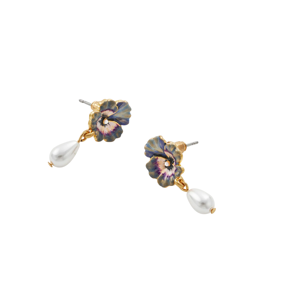 Boucles d’oreilles Pansy Pearl – Fleur pensée & perle - Fable England