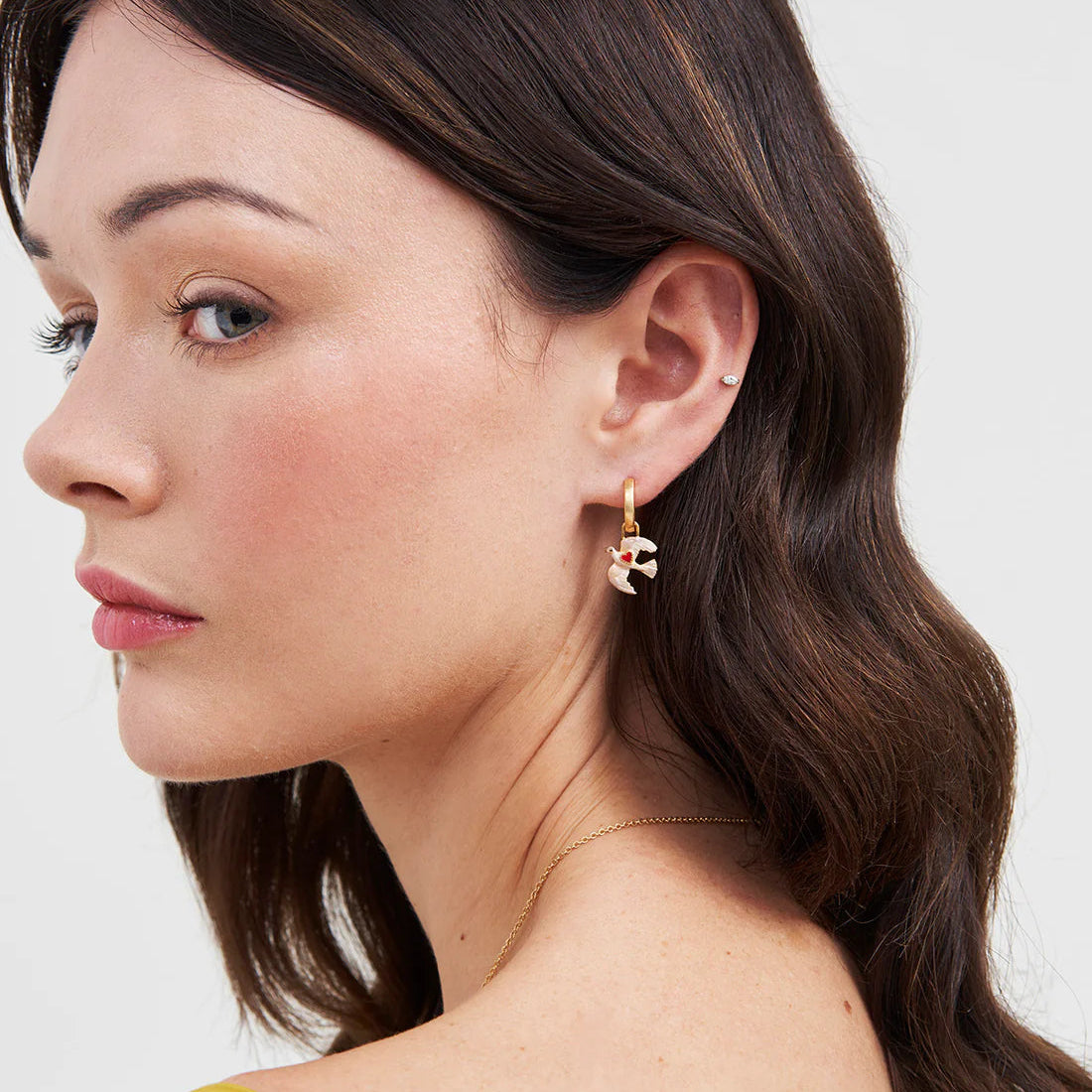 Boucles d’oreilles Colombes cœur rouge - Fable England