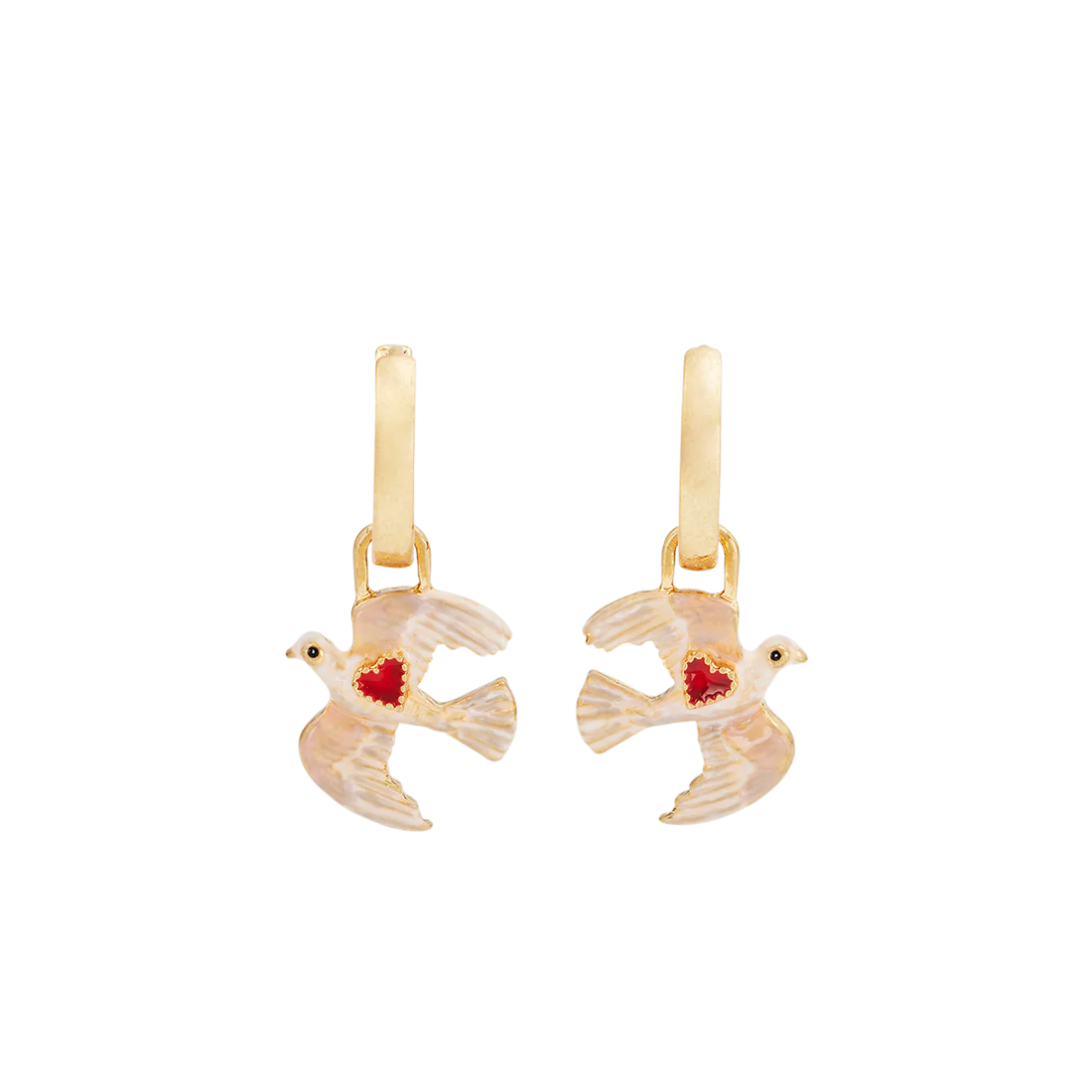 Boucles d’oreilles Colombes cœur rouge - Fable England