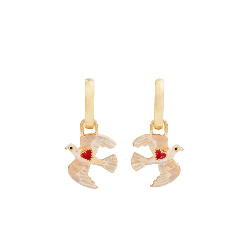 Boucles d’oreilles Colombes cœur rouge - Fable England