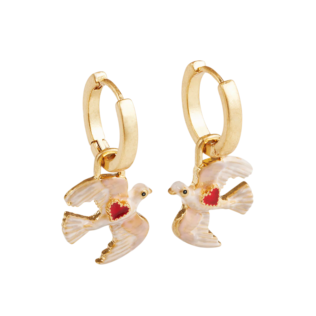 Boucles d’oreilles Colombes cœur rouge - Fable England