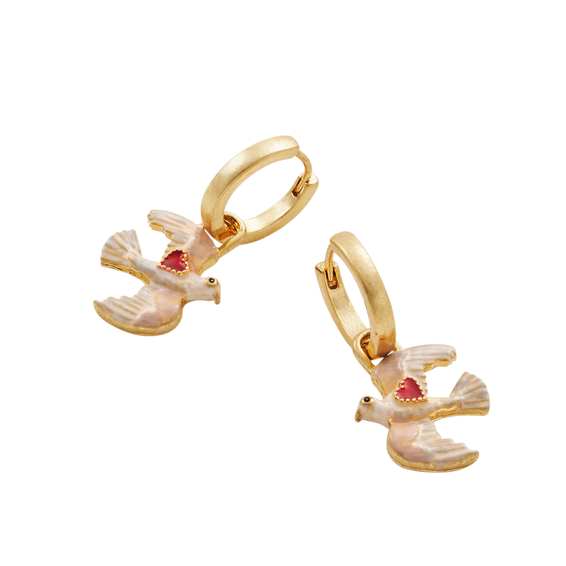 Boucles d’oreilles Colombes cœur rouge - Fable England