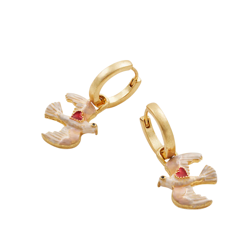 Boucles d’oreilles Colombes cœur rouge - Fable England