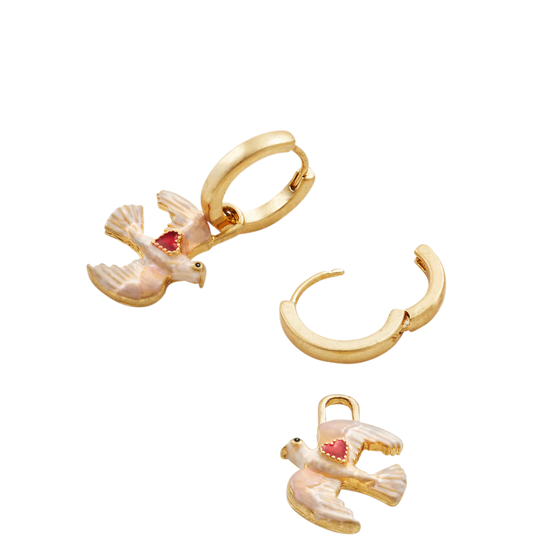Boucles d’oreilles Colombes cœur rouge - Fable England