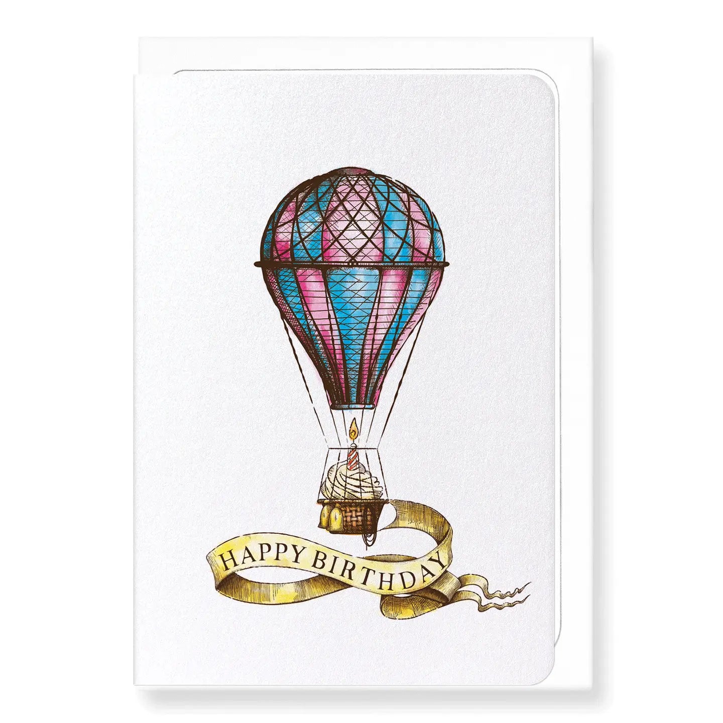 Carte d’anniversaire Montgolfière – Illustration vintage