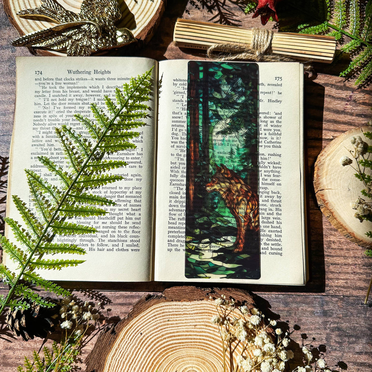 Marque-page vitrail – Loup de la Forêt - Collection Sonnet & Fable