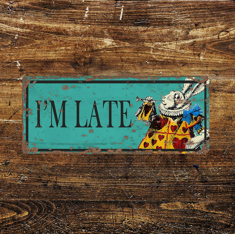 Plaque Métal Alice au Pays des Merveilles – Lapin Blanc “I’m Late” – 2 formats