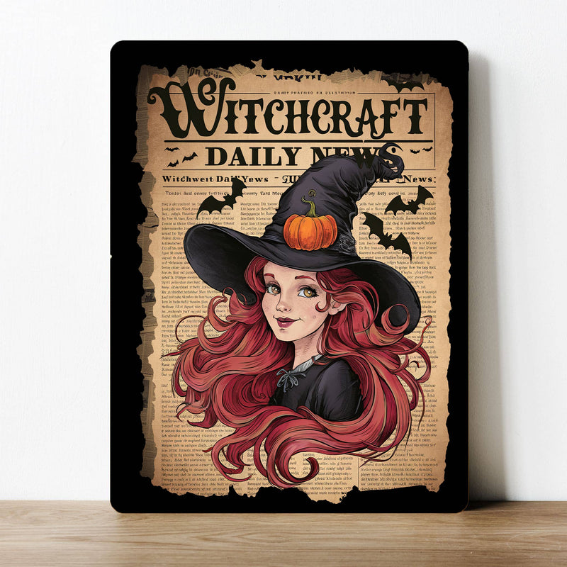Plaque en métal Sorcière Witch Craft Daily News Halloween