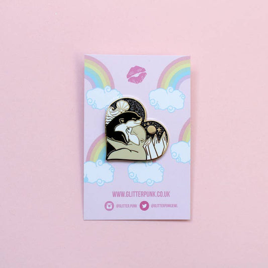 Pin’s Glitter Punk – Loutres Amoureuses – Ciel étoilé noir
