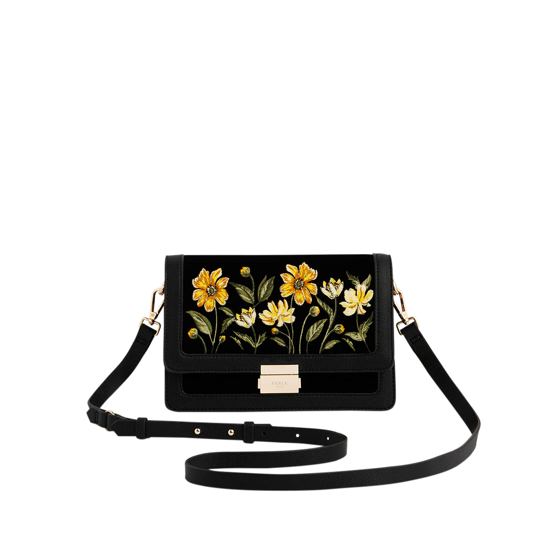 Sac à rabat Botanique – Velours noir brodé - Fable England