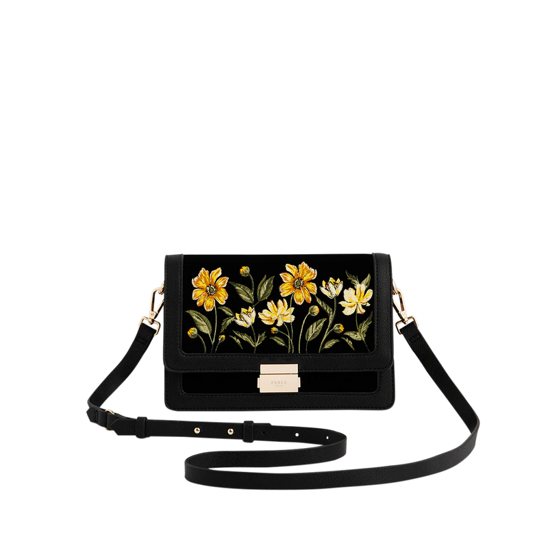 Sac à rabat Botanique – Velours noir brodé - Fable England