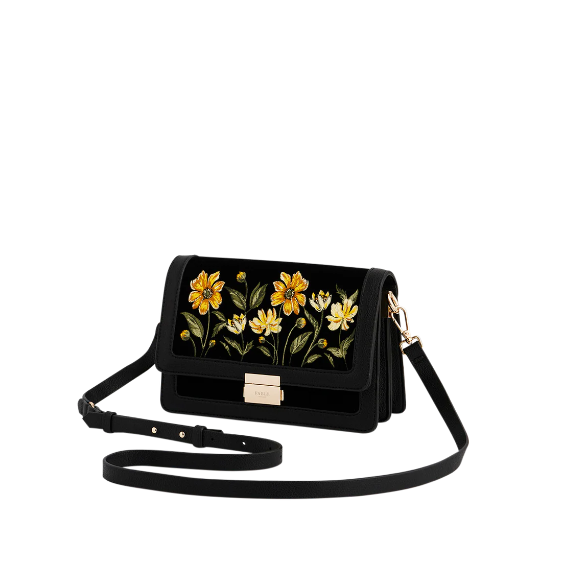 Sac à rabat Botanique – Velours noir brodé - Fable England