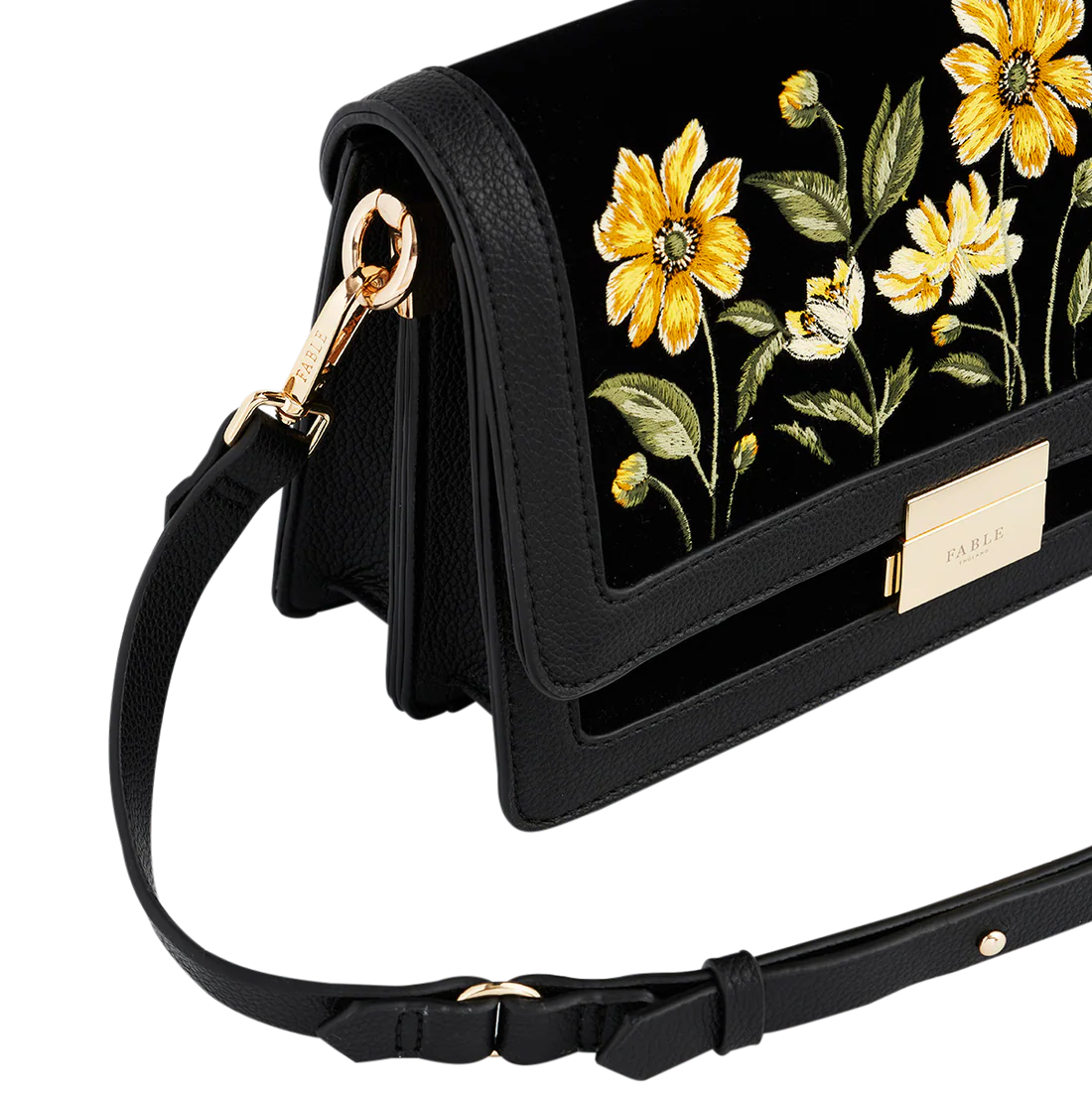 Sac à rabat Botanique – Velours noir brodé - Fable England