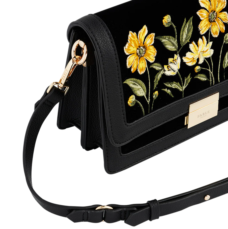 Sac à rabat Botanique – Velours noir brodé - Fable England