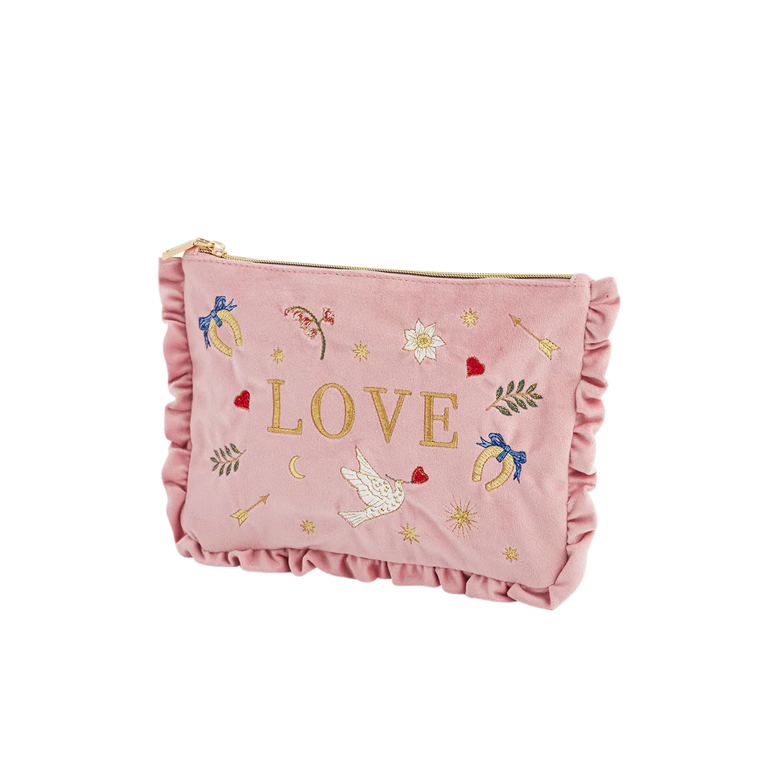 Trousse Pink Love – Velours rose brodé - Fable England