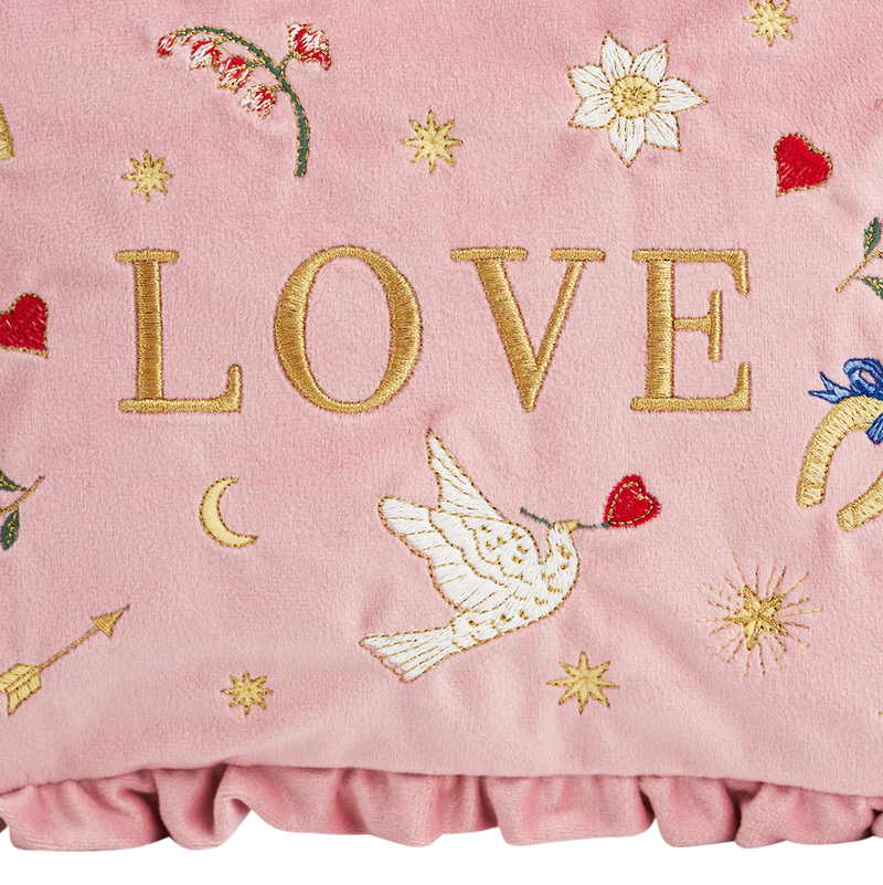 Trousse Pink Love – Velours rose brodé - Fable England