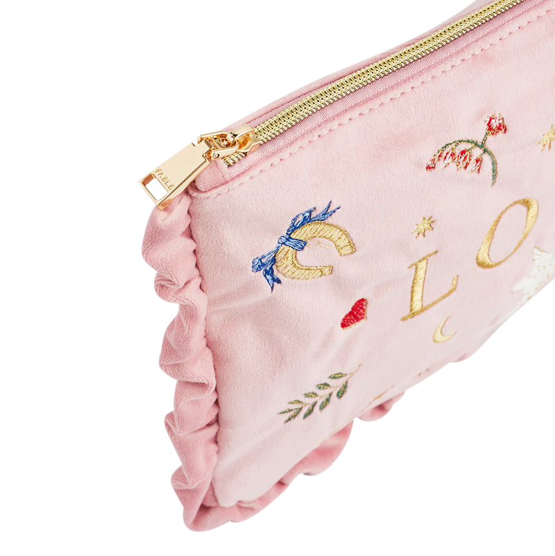 Trousse Pink Love – Velours rose brodé - Fable England