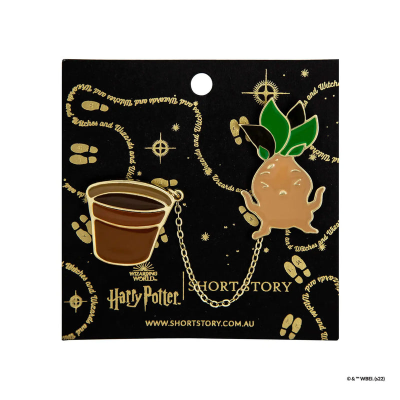 Duo de Pin’s Harry Potter – Mandragore & Pot avec chaîne