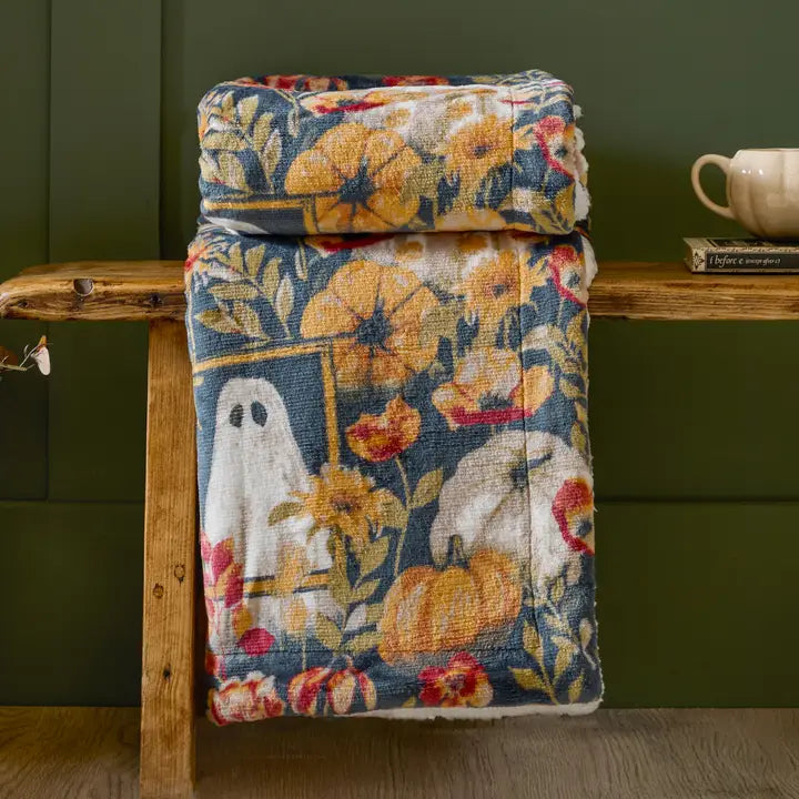 Plaid Halloween fantômes et citrouilles - Motif Automne