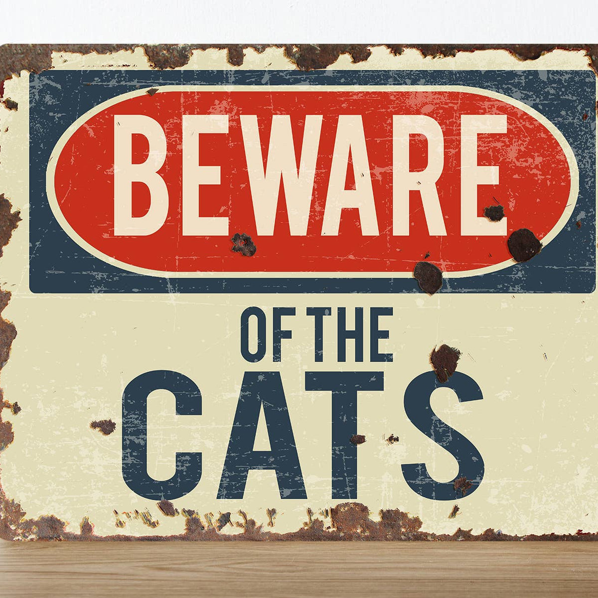 Plaque métal « Attention aux chats »