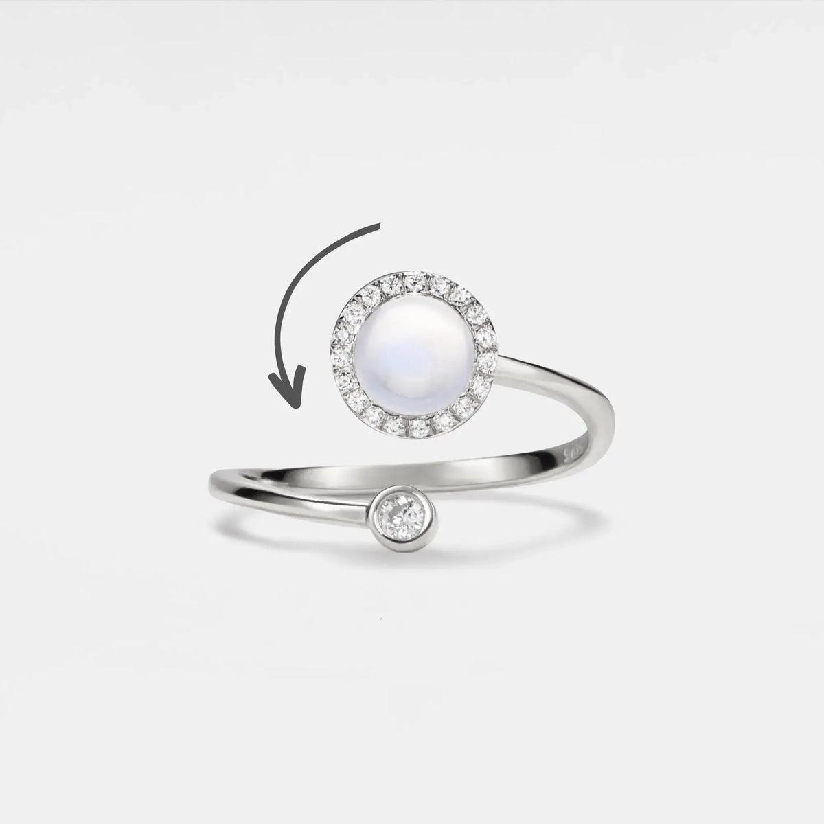 Bague Roue Anti-Stress Opale Halo - Argent Sterling 925