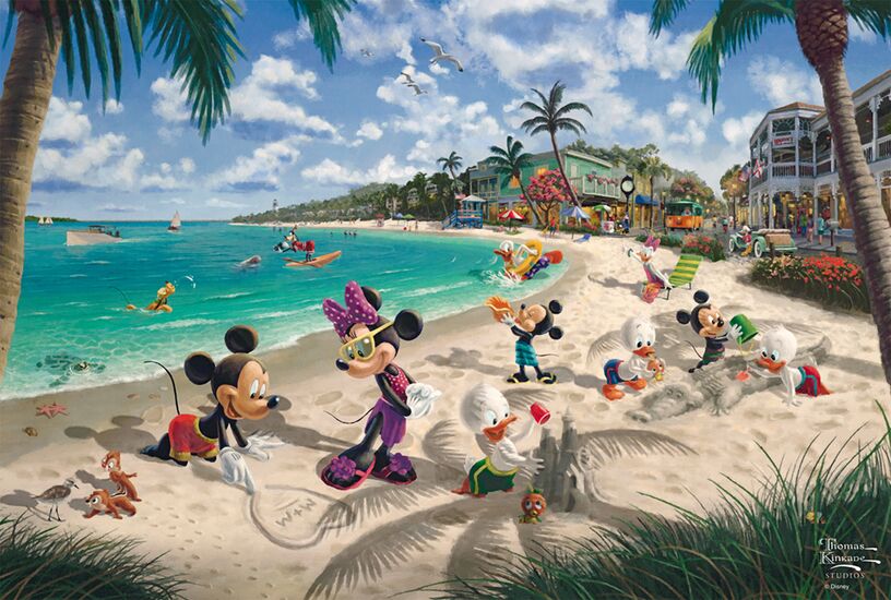 Puzzle Disney Thomas Kinkade – Mickey & Minnie à la plage – 200 pièces