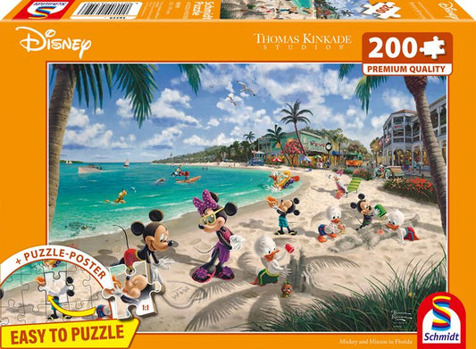 Puzzle Disney Thomas Kinkade – Mickey & Minnie à la plage – 200 pièces