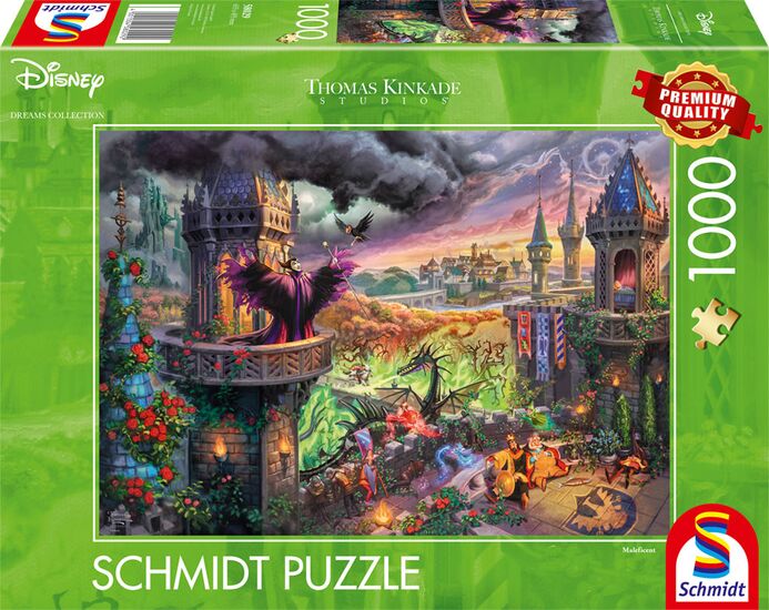Puzzle Disney Thomas Kinkade – Maléfique et le château en flammes – 1000 pièces