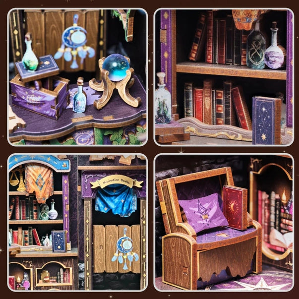 Book Nook Librairie d’Astrologie – Serre-livre miniature à assembler avec LED