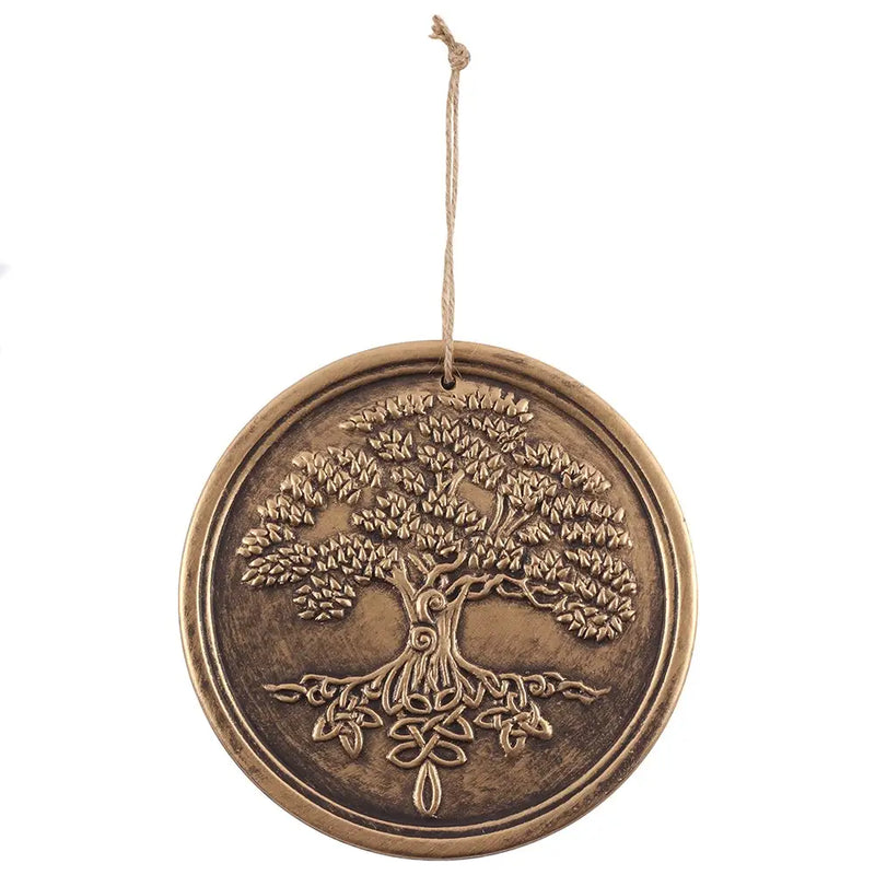 Plaque murale en terre cuite – Arbre de Vie – Effet bronze vieilli