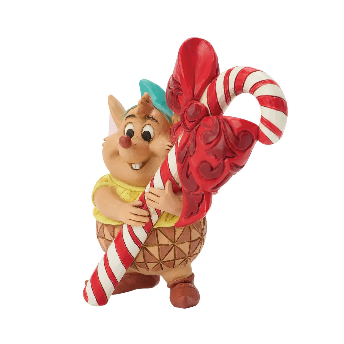 Figurine Disney Traditions Jim Shore, Gus de Cendrillon tenant un sucre d'orge de Noël