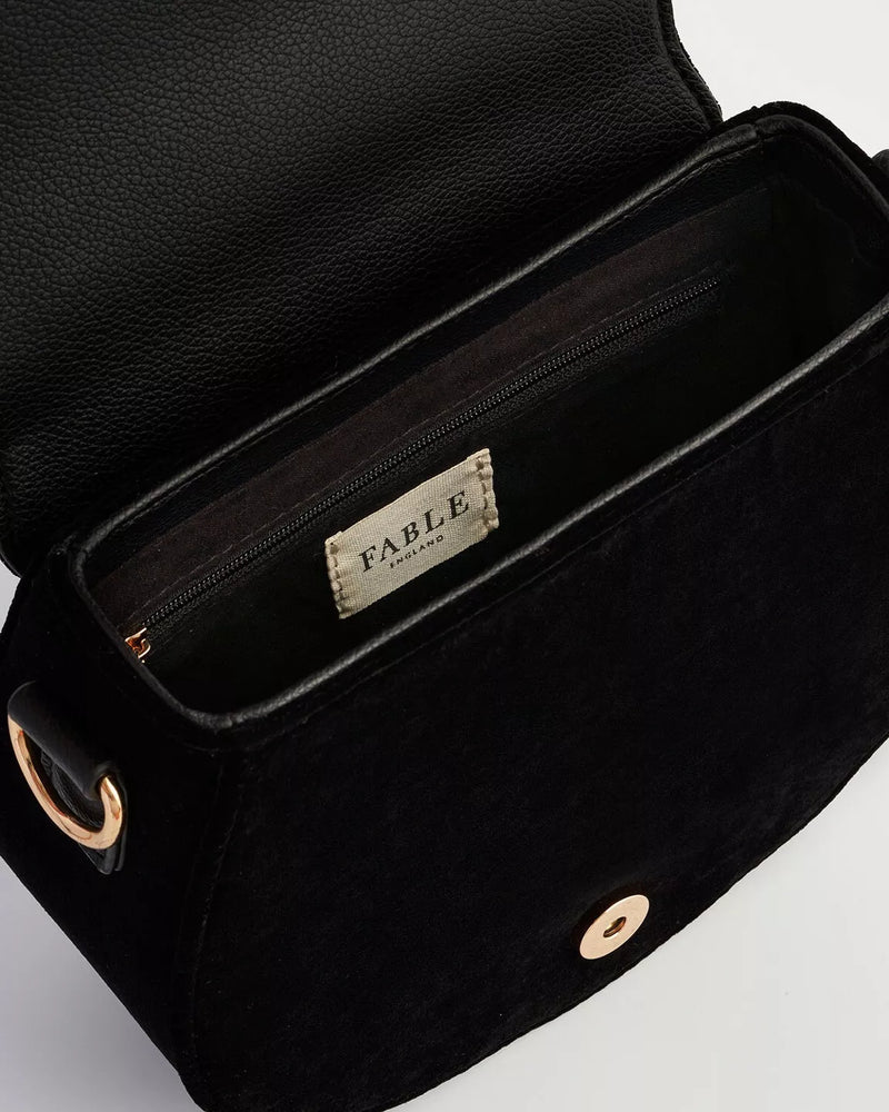 Sac noir brodé Fable England – Renard & Chouette