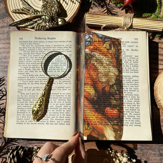 Marque-page vitrail – Renard rouge en forêt – Collection Sonnet & Fable