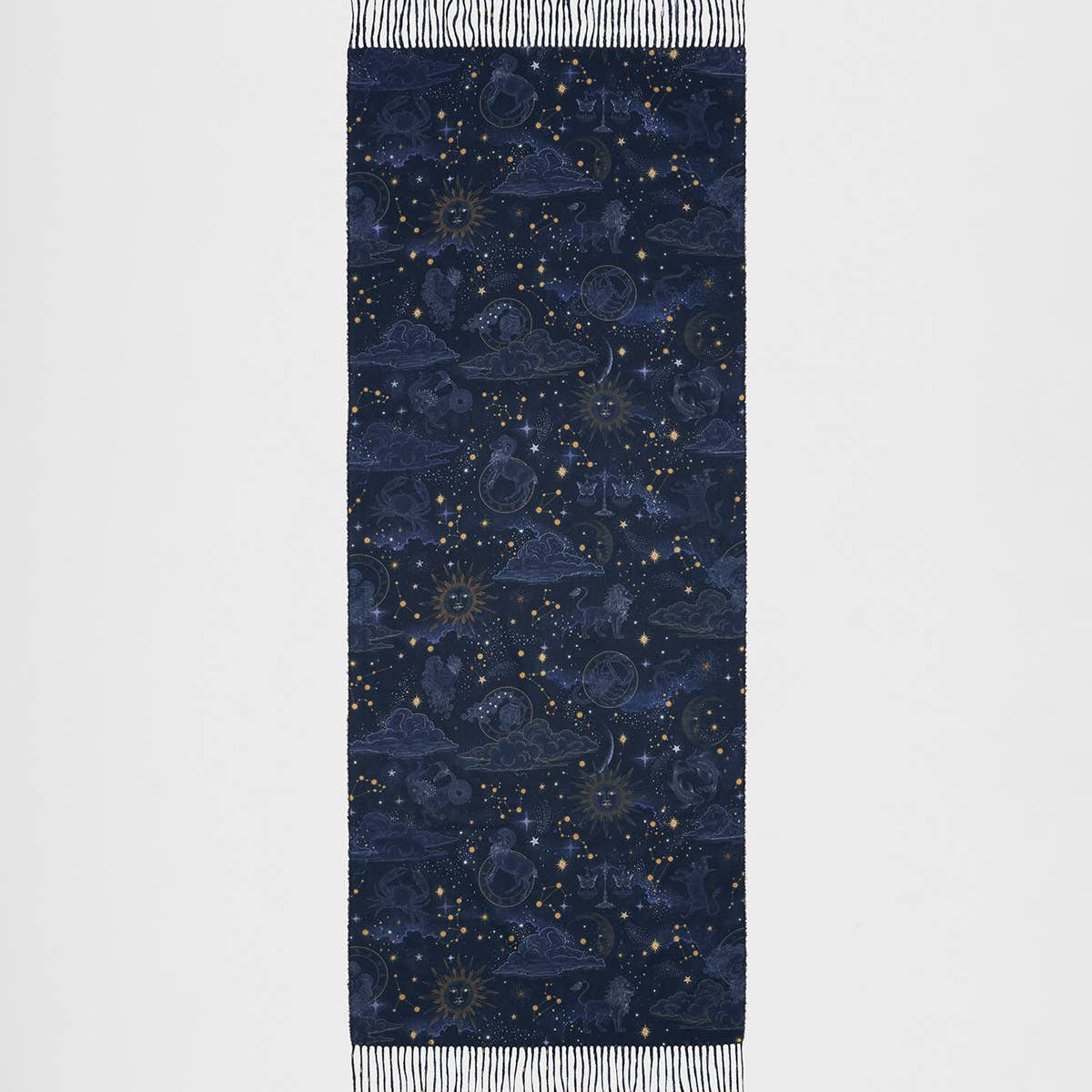 Écharpe longue à franges Zodiac bleu marine - Fable England