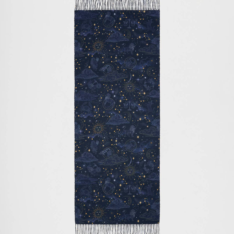 Écharpe longue à franges Zodiac bleu marine - Fable England