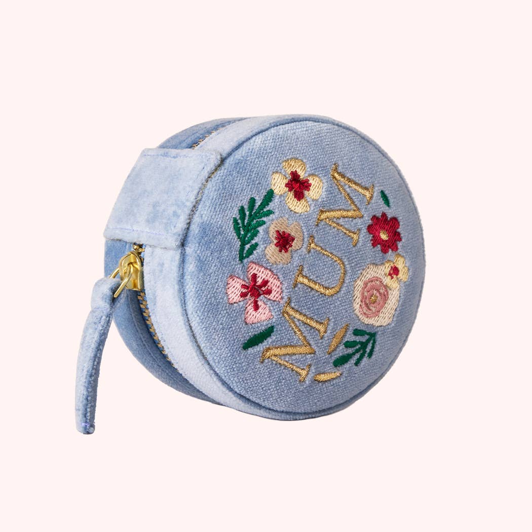 Boîte à Bijoux Ronde en Velours - Maman Chérie