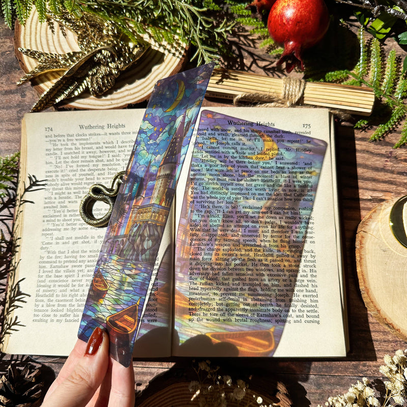 Marque-page vitrail – Château nocturne - Collection Sonnet & Fable