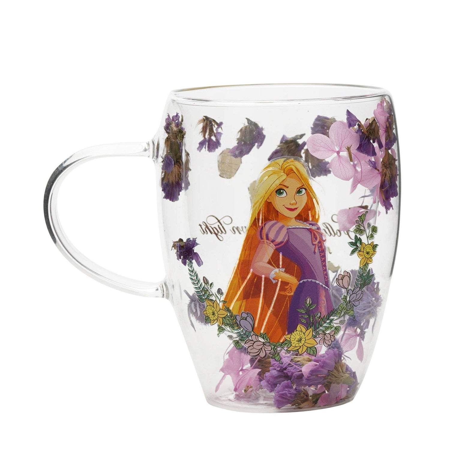 Mug en verre décoratif floral pastel Disney Princesse - Raiponce