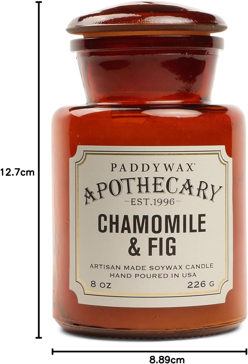 Bougie Parfumée Apothicaire Camomille & Figue 226 g – Verre Ambré Vintage