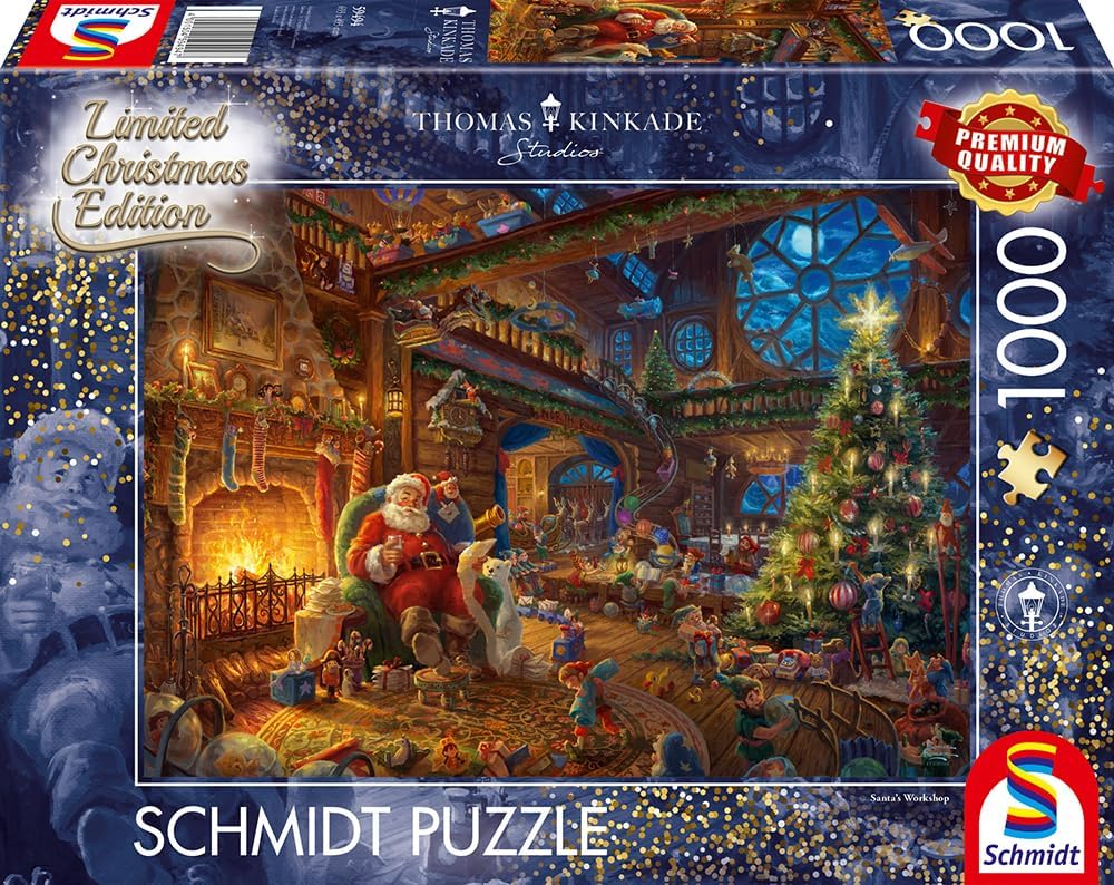 Puzzle Schmidt 1000 pièces – Atelier du Père Noël – Thomas Kinkade Studios – Edition Limitée Christmas